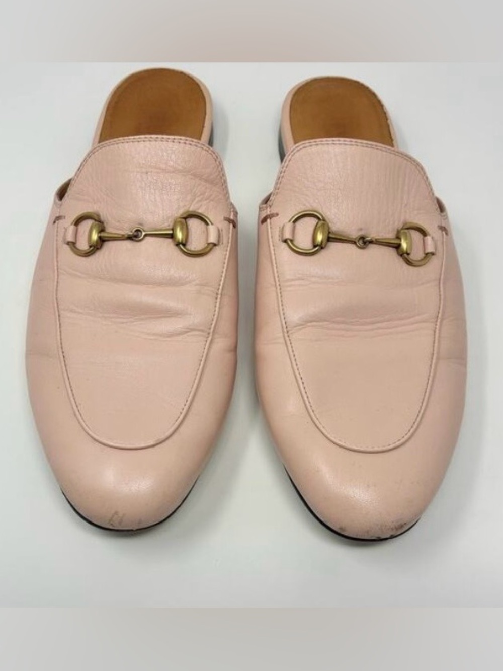 Gucci Princetown Horsebit Loafer Mule Flat Blush Pink Leather Women EU 40.5